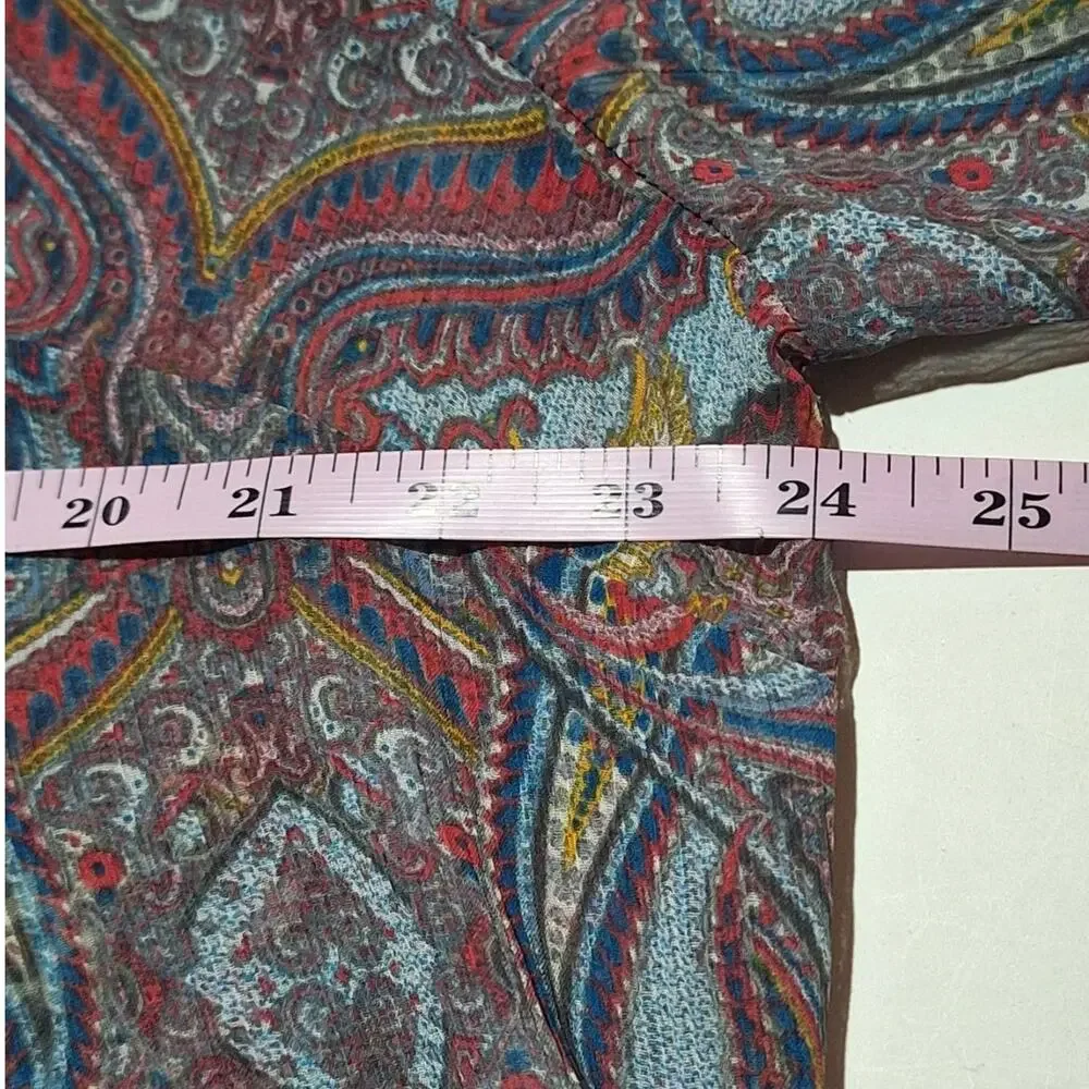 Lane Bryant Shirt Women's 18/20 Blue Paisley Sheer Classic Workwear Office - Picture 5 of 7